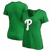 Women Philadelphia Phillies Fanatics Branded Kelly Green Plus Size St. Patrick's Day White Logo V Neck T-Shirt,baseball caps,new era cap wholesale,wholesale hats